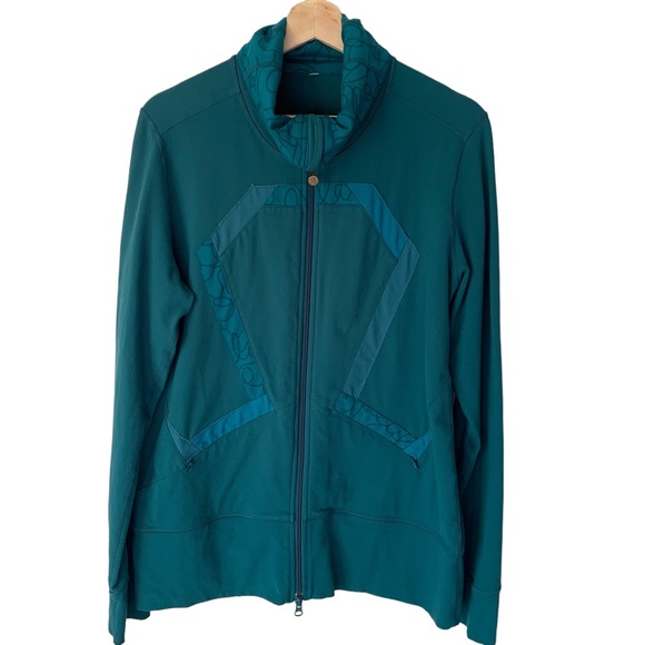 lululemon athletica Tops - Lululemon Origami Jacket Kale and Nori Teal Full Zip Women’s 12 Stride Rare